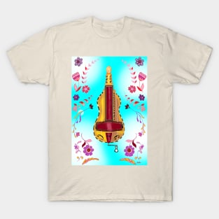 Floral Guitar bodied Hurdy-Gurdy T-Shirt